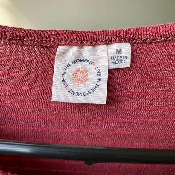 Rust brick peplum hem long sleeve babydoll top - Picture 5 of 5